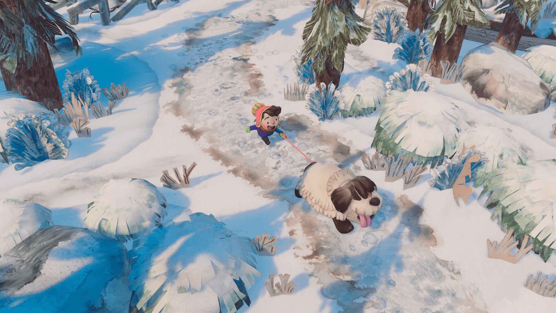 Blender Studioが17年ぶりのゲーム開発『DOGWALK』を無料リリース。大型犬になって冬の森を探索するペーパークラフト風マイクロゲーム